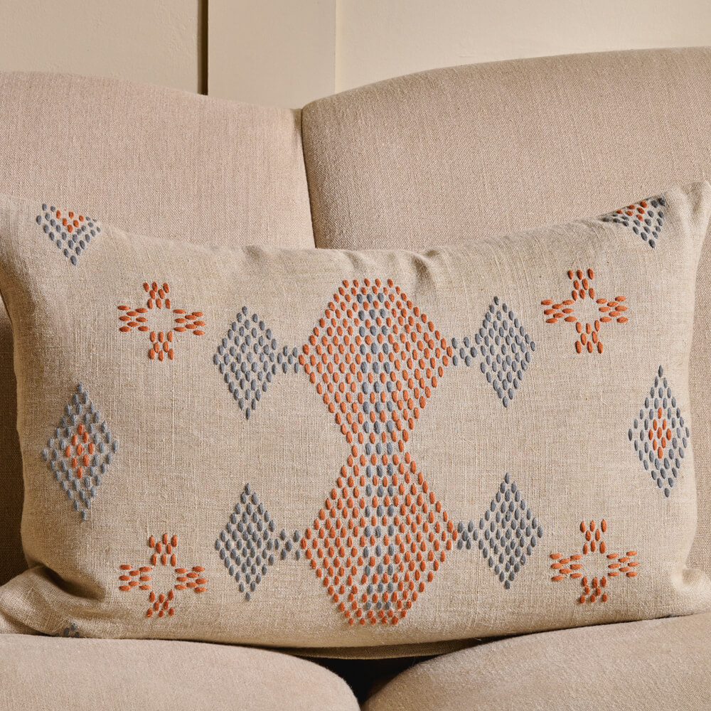 Rust clearance linen cushion